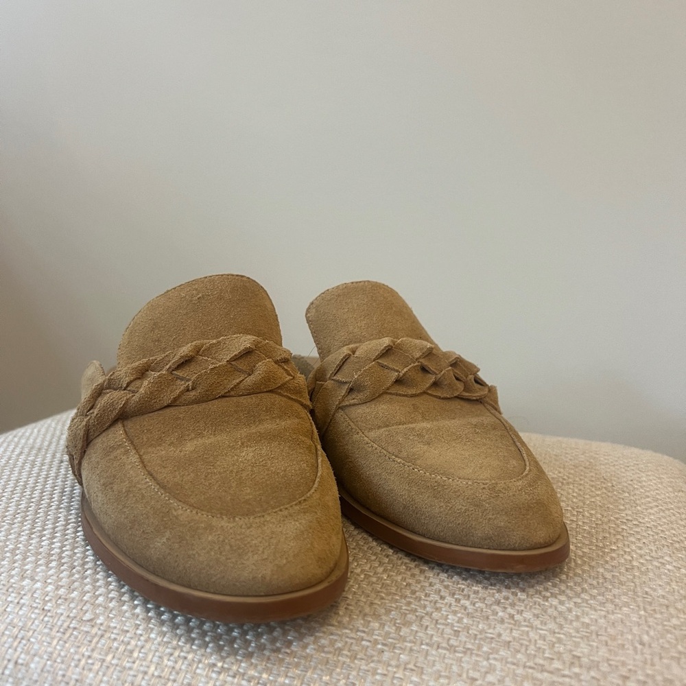 Kaanas Tan Suede Braided Flats